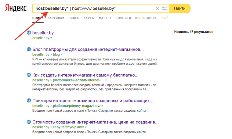 Проверка проиндексированных страниц сайта в поисковой системе Яндекс