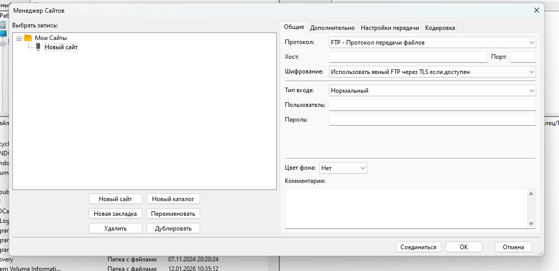 Интерфейс приложения FileZilla