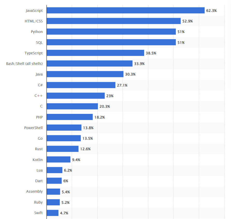 Самые популярные языки программирования для разработки сайтов в 2024 году